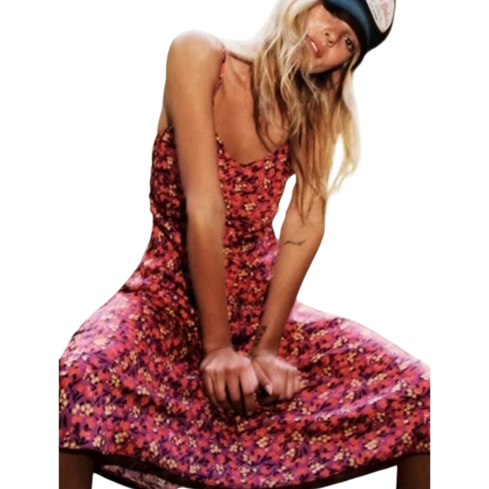 NWT Zara Purple Floral Maxi Dress Size Small